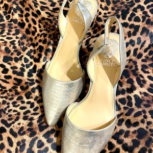 Vince Camuto heels, size 7.5, Silver, New, Comfortable 2.5 inch heel. NWT
